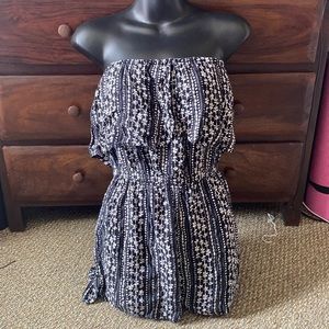 Black & White Strapless Romper